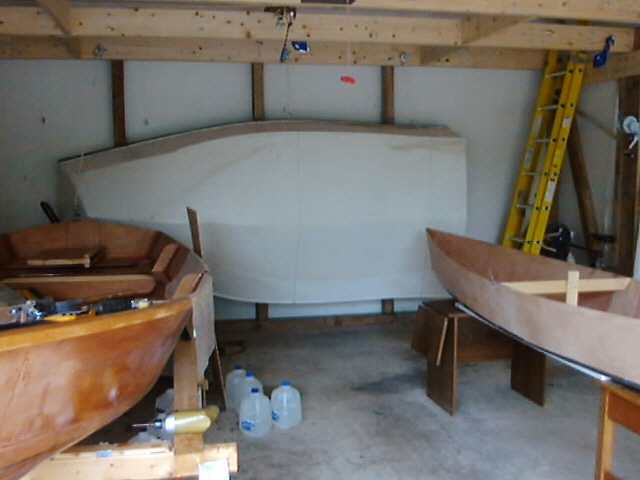 Boatshop picture showing boats under construction