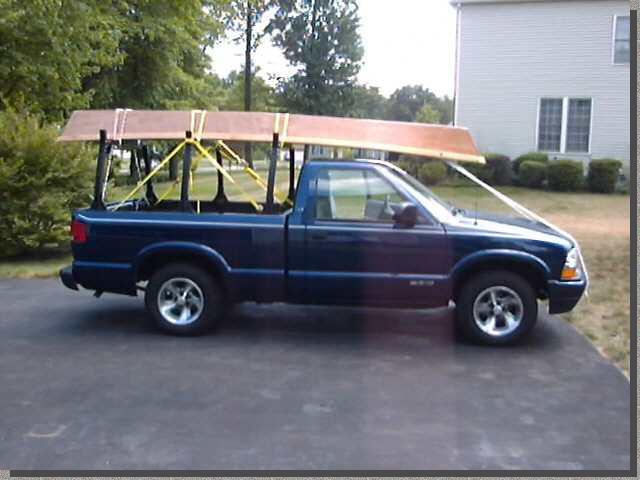 Johncanoe loaded on truck ready to go to the marina