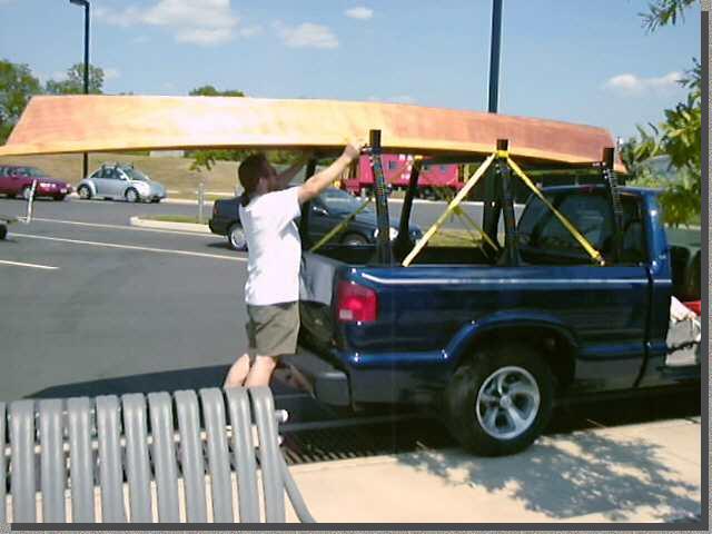 Unloading Johncanoe at the marina